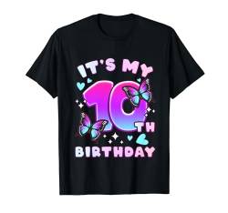 10. Geburtstag, Mädchen 10 Jahre, Schmetterlinge und Nummer T-Shirt von Birthday Girl by Content Design Studio