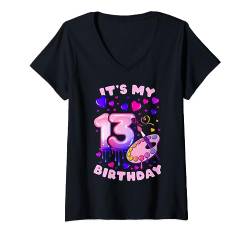 13. Geburtstag, Mädchen 13 Jahre, Malerei, Nummer 13 T-Shirt mit V-Ausschnitt von Birthday Girl by Content Design Studio