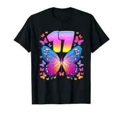 17. Geburtstag, Mädchen 17 Jahre, Schmetterling, Nummer 17 T-Shirt von Birthday Girl by Content Design Studio