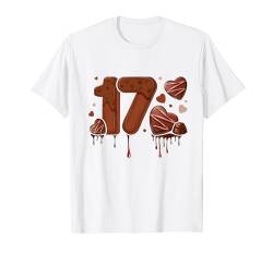 17. Geburtstag Mädchen 17 Jahre, Schokolade und Nummer 17 T-Shirt von Birthday Girl by Content Design Studio