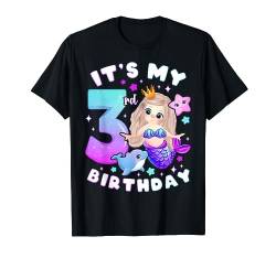 3. Geburtstag, Mädchen 3 Jahre, Meerjungfrau, Nummer 3 T-Shirt von Birthday Girl by Content Design Studio