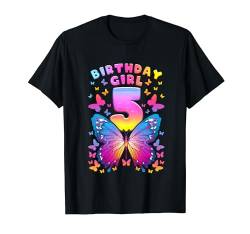 5. Geburtstag, Mädchen 5 Jahre, Schmetterling, Nummer 5 T-Shirt von Birthday Girl by Content Design Studio