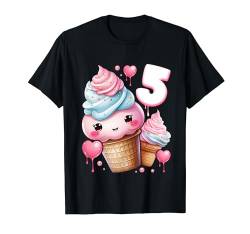 5. Geburtstag Mädchen 5 Jahre, Eiscreme, Nummer 5 T-Shirt von Birthday Girl by Content Design Studio