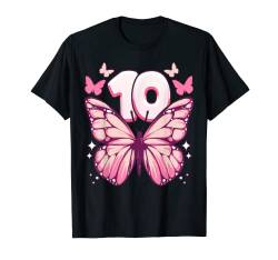 Geburtstag Mädchen 10 Jahre, Schmetterlinge und Nummer 10 T-Shirt von Birthday Girl by Content Design Studio