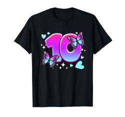Geburtstag Mädchen 10 Jahre, Schmetterlinge und Nummer 10 T-Shirt von Birthday Girl by Content Design Studio