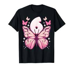 Geburtstag Mädchen 6 Jahre, Schmetterlinge und Nummer 6 T-Shirt von Birthday Girl by Content Design Studio
