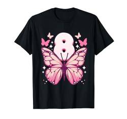 Geburtstag Mädchen 8 Jahre, Schmetterlinge und Nummer 8 T-Shirt von Birthday Girl by Content Design Studio