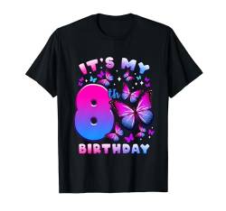 Geburtstag Mädchen 8 Jahre alt, Schmetterling, Nummer 8 T-Shirt von Birthday Girl by Content Design Studio