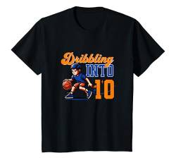 Kinder Basketballspieler Dribbling 10 Jahre alt 10. Geburtstag Junge T-Shirt von Birthday Party Apparel For Kids