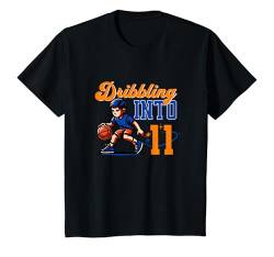 Kinder Basketballspieler Dribbling 11 Jahre alt 11. Geburtstag Junge T-Shirt von Birthday Party Apparel For Kids