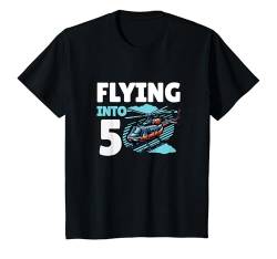 Kinder Helikopter Flying Into 5 Year Old 5th Birthday Boy T-Shirt von Birthday Party Apparel For Kids