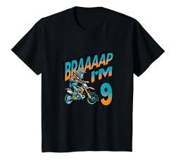 Kinder Motocross-Bike Braaaap Ich bin 9 Jahre alt, 9. Geburtstag, Junge T-Shirt von Birthday Party Apparel For Kids