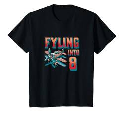 Kinder Propellerflugzeug fliegt in 8 Jahre alt 8. Geburtstag Junge T-Shirt von Birthday Party Apparel For Kids