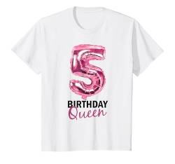 Kinder 5 Jahre Geburtstag Mädchen Geburtstagsballons Ballons Print T-Shirt von Birthday Queen Outfit Für Mädchen