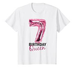 Kinder 7 Jahre Geburtstag Mädchen Geburtstagsballons Ballons Print T-Shirt von Birthday Queen Outfit Für Mädchen