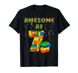 Geburtstag Shirt für Jungen Alter 7 Sieben Blöcke Bausteine Thema von Birthday TShirts By Kela Essentials