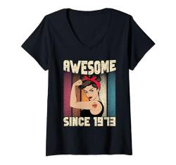 Damen 51 Jahre alt Fantastisch seit 1973 Frauen zum 51. Geburtstag T-Shirt mit V-Ausschnitt von Birthday Woman All Years