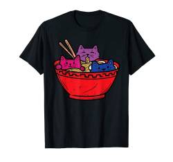 Cats in Ramen Anime Food LGBTQ Bisexual Flag Gay Pride Bi T-Shirt von Bisexual Shirts LGBT Pride Bi Men Women Gift