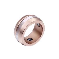 Bihsilin Frauen Ring Edelstahl, Damen Ringe 10MM mit Muschel Bandring Eheringe Hochzeit Ring Personalisiert Rosegold Größe 52 (16.6) von Bishilin