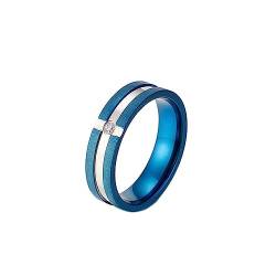 Bihsilin Frauen Ring Edelstahl, Damen Ringe 6MM Matt mit Zirkonia Bandring Eheringe Hochzeit Ring Personalisiert Blau Größe 65 (20.7) von Bishilin
