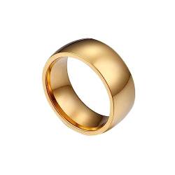 Bihsilin Frauen Ring Edelstahl, Damen Ringe 8MM Poliert Bandring Eheringe Hochzeit Ring Personalisiert Gold Größe 57 (18.1) von Bishilin