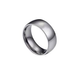 Bihsilin Frauen Ring Edelstahl, Damen Ringe 8MM Poliert Bandring Eheringe Hochzeit Ring Personalisiert Silber Gr.52 (16.6) von Bishilin