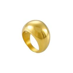 Bihsilin Frauen Ring Edelstahl, Damen Ringe Breit 16MM Poliert Eheringe Hochzeit Ring Personalisiert Gold Größe 52 (16.6) von Bishilin