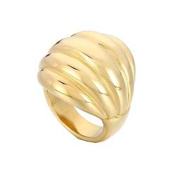 Bihsilin Frauen Ring Edelstahl, Damen Ringe Breit 25MM Poliert Eheringe Hochzeit Ring Personalisiert Gold Gr.60 (19.1) von Bishilin