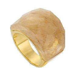 Bihsilin Frauen Ring Edelstahl, Damen Ringe Breit mit Naturstein Siegelring Eheringe Hochzeit Ring Personalisiert Gold Größe 52 (16.6) von Bishilin