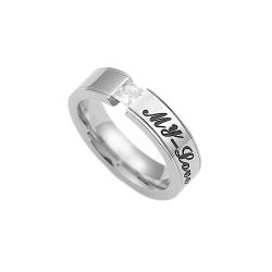 Bihsilin Frauen Ring Edelstahl, Damen Ringe My Love 6MM mit Zirkonia Eheringe Hochzeit Ring Personalisiert Silber Gr.52 (16.6) von Bishilin