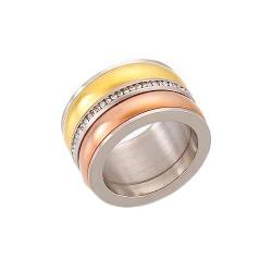 Bihsilin Frauen Ring Edelstahl, Damen Ringe Tricolor mit Zirkonia Eheringe Hochzeit Ring Personalisiert Tricolor Größe 60 (19.1) von Bishilin