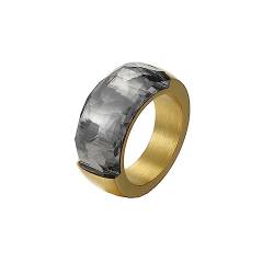 Bihsilin Frauen Ringe Edelstahl, Verlobungsringe 10MM mit Grau Glas Bandring Ring Damen Personalisiert Gold Gr.57 (18.1) von Bishilin