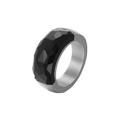 Bihsilin Frauen Ringe Edelstahl, Verlobungsringe 10MM mit Schwarz Stein Bandring Ring Damen Personalisiert Silber Größe 57 (18.1) von Bishilin