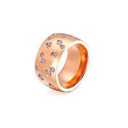 Bihsilin Frauen Ringe Edelstahl, Verlobungsringe 12MM mit Zirkonia Bandring Ring Damen Personalisiert Rosegold Größe 54 (17.2) von Bishilin