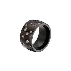 Bihsilin Frauen Ringe Edelstahl, Verlobungsringe 12MM mit Zirkonia Bandring Ring Damen Personalisiert Schwarz Gr.62 (19.7) von Bishilin