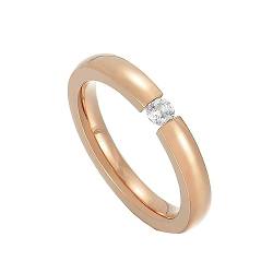 Bihsilin Frauen Ringe Edelstahl, Verlobungsringe 3MM Solitär mit Zirkonia Ring Damen Personalisiert Rosegold Gr.62 (19.7) von Bishilin