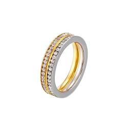 Bihsilin Frauen Ringe Edelstahl, Verlobungsringe 5MM mit Zirkonia Bandring Ring Damen Personalisiert Silber Gold Größe 57 (18.1) von Bishilin