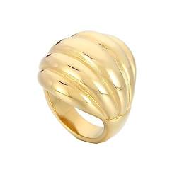 Bihsilin Frauen Ringe Edelstahl, Verlobungsringe Breit 25MM Poliert Ring Damen Personalisiert Gold Gr.54 (17.2) von Bishilin