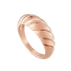 Bihsilin Frauen Ringe Edelstahl, Verlobungsringe Kuppel mit Gemustert Ring Damen Personalisiert Rosegold Größe 62 (19.7) von Bishilin