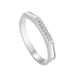 Bihsilin Frauen Ringe Edelstahl, Verlobungsringe Schmal 2MM mit Zirkonia und Muschel Ring Damen Personalisiert Silber Gr.52 (16.6) von Bishilin