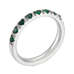 Bihsilin Frauen Ringe Edelstahl, Verlobungsringe Schmal 3MM mit Grün Zirkonia Ring Damen Personalisiert Silber Gr.60 (19.1) von Bishilin