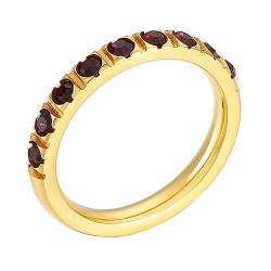 Bihsilin Frauen Ringe Edelstahl, Verlobungsringe Schmal 3MM mit Rot Zirkonia Ring Damen Personalisiert Gold Größe 57 (18.1) von Bishilin