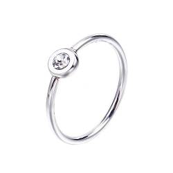 Bihsilin Frauen Ringe Edelstahl, Verlobungsringe Schmal Solitär mit Zirkonia Ring Damen Personalisiert Silber Gr.54 (17.2) von Bishilin