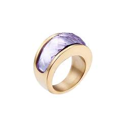 Bihsilin Frauen Ringe Edelstahl, Verlobungsringe mit Lila Kristall Ring Damen Personalisiert Gold Größe 54 (17.2) von Bishilin