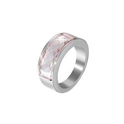 Bihsilin Frauen Ringe Edelstahl, Verlobungsringe mit Rosa Kristall Bandring Ring Damen Personalisiert Silber Gr.60 (19.1) von Bishilin