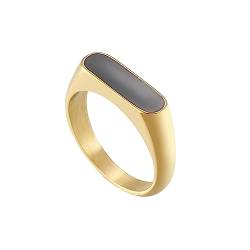 Bihsilin Frauen Ringe Edelstahl, Verlobungsringe mit Schwarz Harz Siegelring Ring Damen Personalisiert Gold Größe 60 (19.1) von Bishilin
