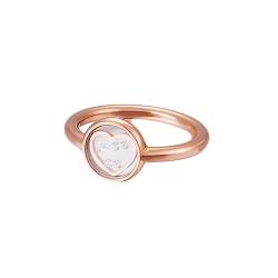 Bihsilin Ringe Damen Edelstahl, Ring Personalisiert Herz mit Zirkonia Hochzeit Ringe Frauen Nickelfrei Rosegold Gr.52 (16.6) von Bishilin