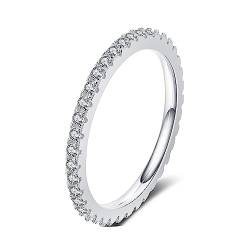 Bishilin 925 Silber Ringe Damen, Ehering Schmal mit 0.57ct Moissanit Bandring Hochzeitsringe Verlobungsringe für Frauen Gr.53 (16.9) von Bishilin