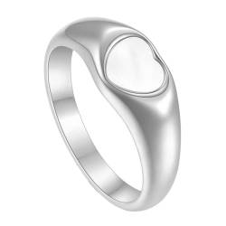 Bishilin Edelstahl Ring Herren, Partnerringe Herz mit Muschel Männer Ring Personalisiert Freundschaftsring Silber Größe 52 (16.6) von Bishilin