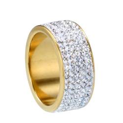 Bishilin Edelstahl Ringe Männer, Herren Ringe Personalisiert 8MM mit Weiß Zirkonia Statement-Ring Partnerringe Freundschaftsringe Gold Größe 60 (19.1) von Bishilin